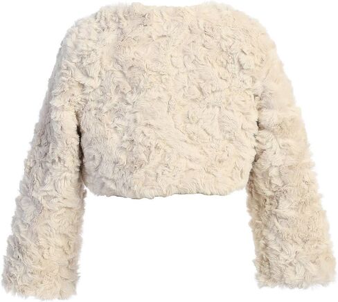BluNight Girls Long Sleeve Faux Fur Flower Girl Cardigan Shrug Bolero Dress Coat in Saudi Arabia