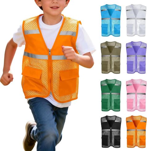 RKSTN Kids Student Reflective Safety Vest Sleeveless Jacket for Outdoor Activities Reflection Work Clothes in Saudi Arabia