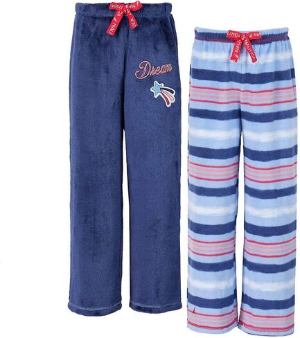 Nautica Girls Velvet Fleece Sleep Pajama Pants 2-Pack (Blue Stripes, 10) in Kuwait