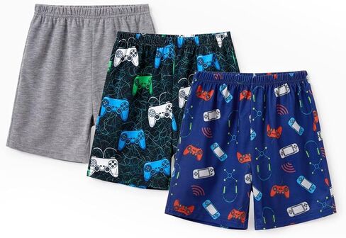 PATPAT Boys Pajama Shorts Matching Sets Soft Loungewear Short 3 Pack Summer Elastic Waist Pjs Bottom for Kids in Kuwait