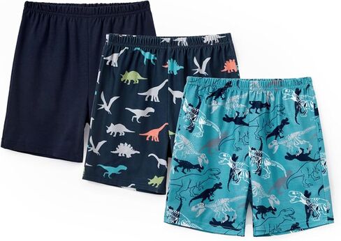 PATPAT Boys Pajama Shorts Matching Sets Soft Loungewear Short 3 Pack Summer Elastic Waist Pjs Bottom for Kids in Kuwait