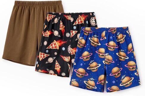 PATPAT Boys Pajama Shorts Matching Sets Soft Loungewear Short 3 Pack Summer Elastic Waist Pjs Bottom for Kids in Kuwait