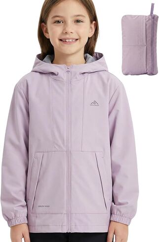 Kids Lightweight Rain Jacket, Packable Rain Windbreaker for Boys Girls, Ultra Thin Summer Hooded Jacket in Kuwait