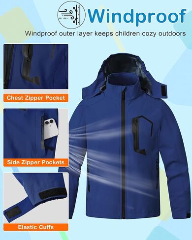 Kids Rain Jacket Boys Girls Lightweight Raincoats Kids Outdoor Windbreaker Jackets with Detachable Hood in Saudi Arabia