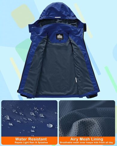 Kids Rain Jacket Boys Girls Lightweight Raincoats Kids Outdoor Windbreaker Jackets with Detachable Hood in Saudi Arabia