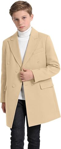Boys Dress Coat Trench Coats for Boy Kids Classic Pea Coat Jacket Teen Overcoat Causal Blazer Child Tweed Jackets in Kuwait