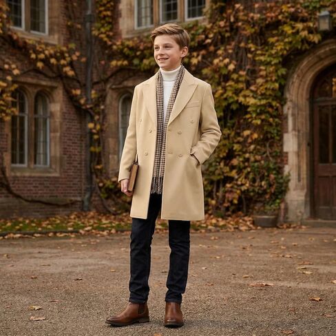 Boys Dress Coat Trench Coats for Boy Kids Classic Pea Coat Jacket Teen Overcoat Causal Blazer Child Tweed Jackets in Kuwait