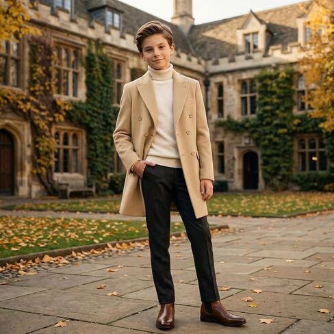 Boys Dress Coat Trench Coats for Boy Kids Classic Pea Coat Jacket Teen Overcoat Causal Blazer Child Tweed Jackets in Kuwait