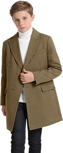 Boys Dress Coat Trench Coats for Boy Kids Classic Pea Coat Jacket Teen Overcoat Causal Blazer Child Tweed Jackets in Kuwait
