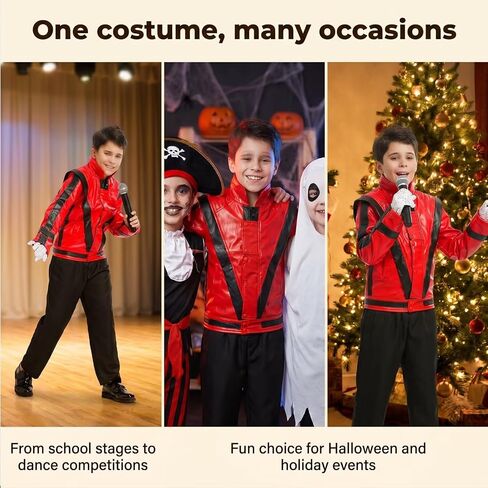CHIGUO Kids Red and Black Faux Leather Jacket Fashion Outwear with Zipper in Kuwait