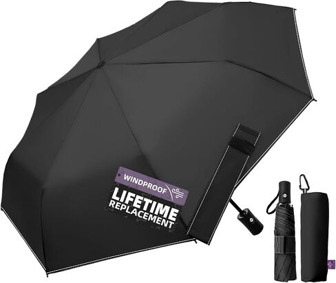 Compact Travel Windproof Umbrella, 43" Auto open/close Folding Quick Dry Umbrellas for Rain, Lightweight Portable Small for Backpack Car, Thoughtful Gift for Women Men Kids, TSA Approved in Saudi Arabia
