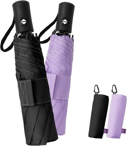 Compact Travel Windproof Umbrella, 43" Auto open/close Folding Quick Dry Umbrellas for Rain, Lightweight Portable Small for Backpack Car, Thoughtful Gift for Women Men Kids, TSA Approved in Kuwait