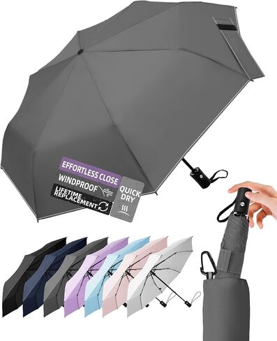 Compact Travel Windproof Umbrella, 43" Auto open/close Folding Quick Dry Umbrellas for Rain, Lightweight Portable Small for Backpack Car, Thoughtful Gift for Women Men Kids, TSA Approved in Saudi Arabia