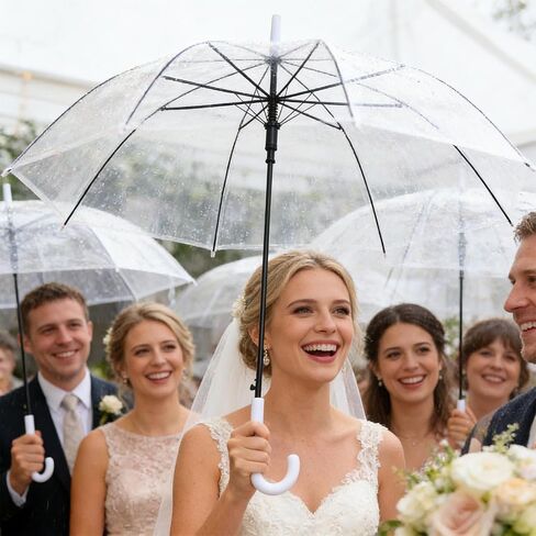 Clear Umbrella Wedding, 25pcs Transparent Umbrella, Bulk Clear Dome Umbrellas Windproof, Auto Open Bubble Stick Umbrellas for Bride Groom Outdoor Photography in Kuwait