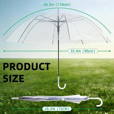 Clear Umbrella Wedding, 25pcs Transparent Umbrella, Bulk Clear Dome Umbrellas Windproof, Auto Open Bubble Stick Umbrellas for Bride Groom Outdoor Photography in Kuwait