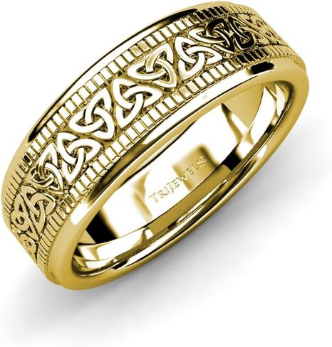 خاتم زفاف TriJewels عالي اللمعان بعقدة سلتيك ترينيتي 6.00 مم من الذهب عيار 10 قيراط in Kuwait