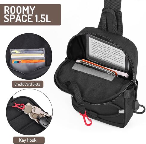 MOZETO Mini Sling Bag, Mens Travel Hidden Anti-theft Pocket Small Crossbody Bag, Water Resistant Phone Holder Casual Utility Chest Side Pack in Kuwait