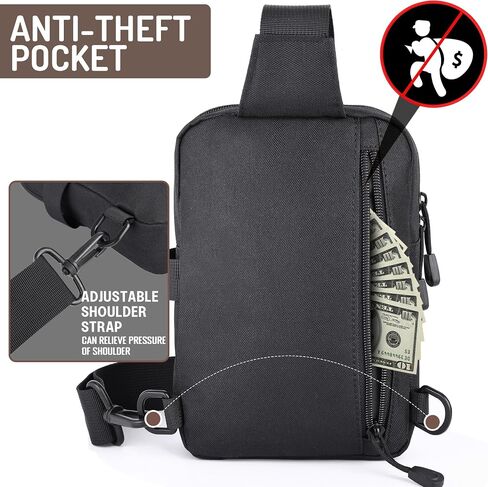 MOZETO Mini Sling Bag, Mens Travel Hidden Anti-theft Pocket Small Crossbody Bag, Water Resistant Phone Holder Casual Utility Chest Side Pack in Kuwait