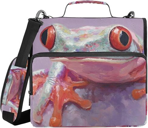 Frog Closeup 3 Ring Zipper Binder for Office School - 500 Sheet Capacity, Multi-Pocket, 1.5-Inch, Sturdy Storage to Keep Document Organized in Saudi Arabia