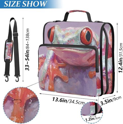 Frog Closeup 3 Ring Zipper Binder for Office School - 500 Sheet Capacity, Multi-Pocket, 1.5-Inch, Sturdy Storage to Keep Document Organized in Saudi Arabia