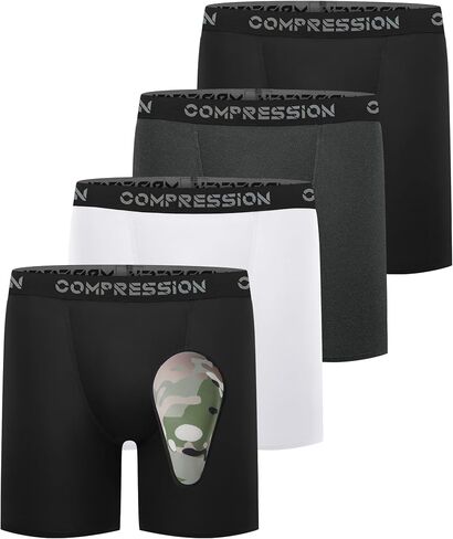 Dalavch 1/4 Pack Youth Boys Sliding Compression Shorts with Protective Athletic Cup Underwear for Football Baseball in Saudi Arabia