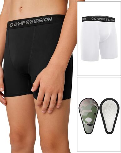 Dalavch 1/4 Pack Youth Boys Sliding Compression Shorts with Protective Athletic Cup Underwear for Football Baseball in Saudi Arabia