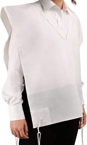 Rimon Wool White on White Tzitzis V Neck with 2 Hole Design, 100% Wool Tzitzit Undershirt Garment for Daily Wear in Saudi Arabia
