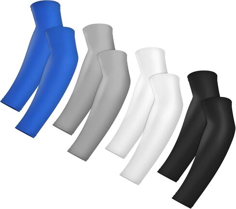 Vin Beauty 4 Pairs Kids Arm Sleeves, UV Sun Protection Cooling Arm Sleeves, Compression Breathable Elastic Sleeve for Youth Boys Girls Basketball Football Baseball Volleyball Sports Outdoor in Kuwait