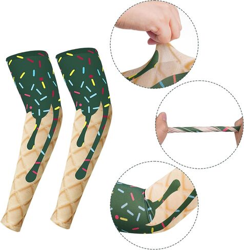 12 Pairs Ice Cream Sports Arm Sleeves for Kids Basketball Baseball UV Sun Protection Cooling Arm Compression Cover in Saudi Arabia