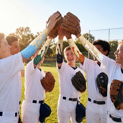 12 Pairs Ice Cream Sports Arm Sleeves for Kids Basketball Baseball UV Sun Protection Cooling Arm Compression Cover in Saudi Arabia