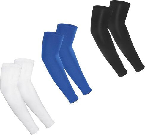 3Pairs Arm Sleeves, Youth Arm Sleeves Volleyball Arms Sleeve Youth Compression Sleeve Outdoor Breathable Elastic Youths Arms-Sleeve Baseball Sun Protection Cooling for Basketball Baseball Sports in Saudi Arabia
