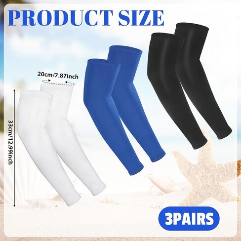 3Pairs Arm Sleeves, Youth Arm Sleeves Volleyball Arms Sleeve Youth Compression Sleeve Outdoor Breathable Elastic Youths Arms-Sleeve Baseball Sun Protection Cooling for Basketball Baseball Sports in Saudi Arabia