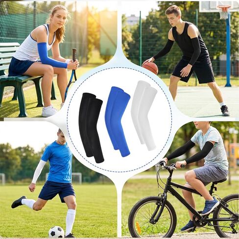 3Pairs Arm Sleeves, Youth Arm Sleeves Volleyball Arms Sleeve Youth Compression Sleeve Outdoor Breathable Elastic Youths Arms-Sleeve Baseball Sun Protection Cooling for Basketball Baseball Sports in Saudi Arabia