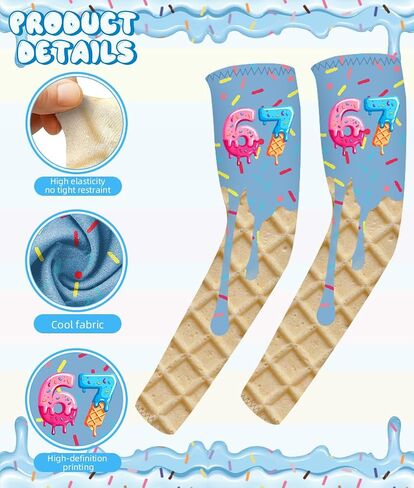 67 أكمام ذراع لكرة القدم الآيس كريم للحماية من الأشعة فوق البنفسجية، واقيات ذراع مضغوطة للشباب والأطفال والرياضات والأنشطة الخارجية in Kuwait