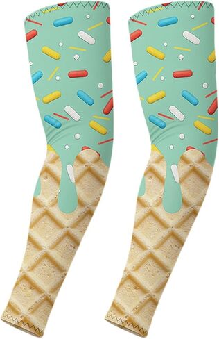 Baseball Arm Sleeves for Youth Kids Ice Cream Print Sun Protection Sleeve Cooling Compression Sleeves for Boys Girls in Saudi Arabia