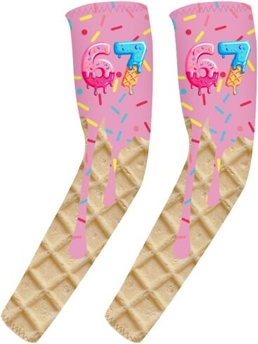 67 Ice Cream Soccer Arm Sleeves UV Protection Compression Arm Guards for Youth Kids Sports, Outdoor Activities in Saudi Arabia