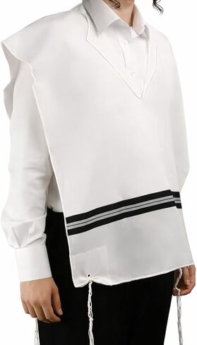 MEFOAR Rimon Wool Tzitzis V Neck with 1 Hole Design, 100% Wool Tzitzit Undershirt Garment for Daily Wear in Saudi Arabia