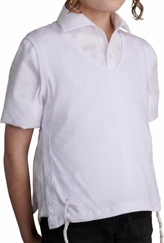 Kids Sephardi Style Undershirt Tzitzis V Neck, 1 Hole Tzitzit Undergarment in Jersey Knit Fabric with Attached Tzitzis in Saudi Arabia