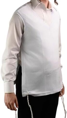 Undershirt Tzitzis V Neck with 1 Hole Design, Tzitzit Undergarment in Jersey Knit Fabric with Attached Tzitzis in Saudi Arabia