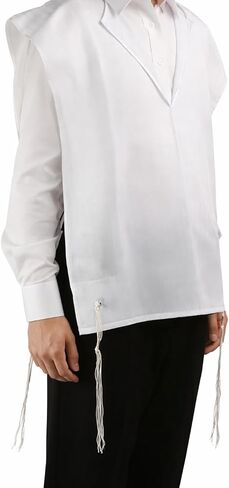 Poly Cotton Tzitzis V Neck with 2 Hole Design, Tzitzit Undershirt Garment in Poly Cotton Fabric for Daily Wear in Saudi Arabia