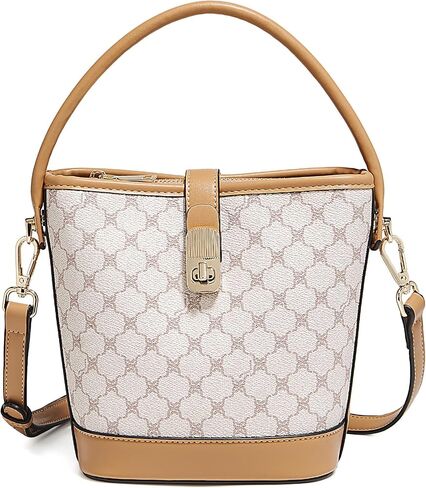 FOXLOVER Coated Canvas Bucket Crossbody Bags for Women Top-Handle Handbags Small Satchel Purse Trendy Twist Lock in Kuwait