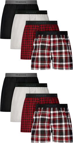 Hanes boys Underwear Boxers, 8-pack, Cotton-blend Woven Boxers for Boys, Moisture-wicking, Breathable in Kuwait
