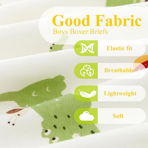 Boys Boxer Briefs Soft Comfortable Boy Shorts Dinosaur Pattern Boxer Shorts Underwear 12 Pack, 2-12 Years in Saudi Arabia
