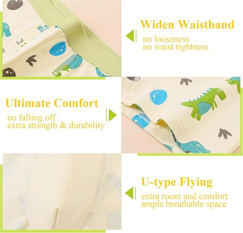 Boys Boxer Briefs Soft Comfortable Boy Shorts Dinosaur Pattern Boxer Shorts Underwear 12 Pack, 2-12 Years in Saudi Arabia