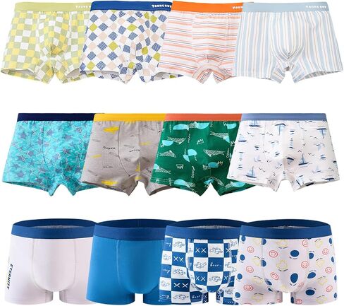Boys Boxer Briefs Soft Comfortable Boy Shorts Dinosaur Pattern Boxer Shorts Underwear 12 Pack, 2-12 Years in Saudi Arabia