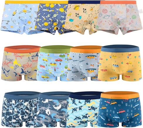 Boys Boxer Briefs Soft Comfortable Boy Shorts Dinosaur Pattern Boxer Shorts Underwear 12 Pack, 2-12 Years in Saudi Arabia