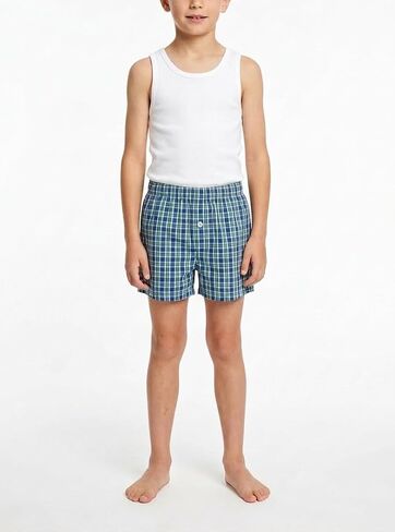 Boys 3 Pack Plaid Cotton Blend Woven Comfort Kids Youth Boxer Shorts in Saudi Arabia
