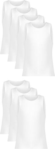 مجموعة قمصان Hanes Baby White Tank Tops Pack، 7 قطع، ملابس أطفال قطنية ناعمة، قمصان داخلية للأولاد، ماصة للرطوبة in Kuwait