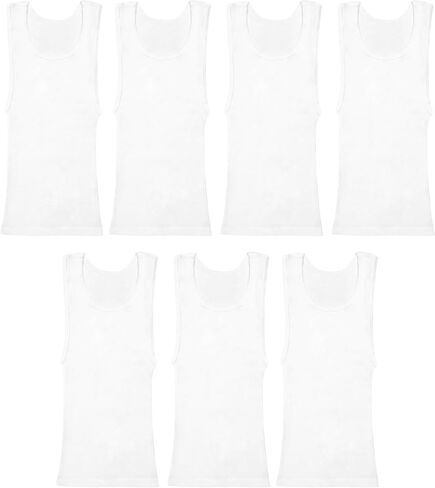 مجموعة قمصان Hanes Baby White Tank Tops Pack، 7 قطع، ملابس أطفال قطنية ناعمة، قمصان داخلية للأولاد، ماصة للرطوبة in Kuwait