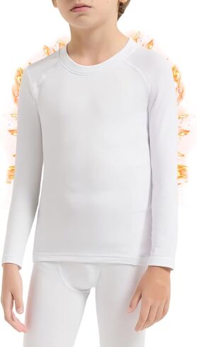 Boys Thermal Compression Shirts –Youth Fleece Lined Long Sleeve Shirt Soft Warm Underwear Cold Weather Undershirt in Saudi Arabia